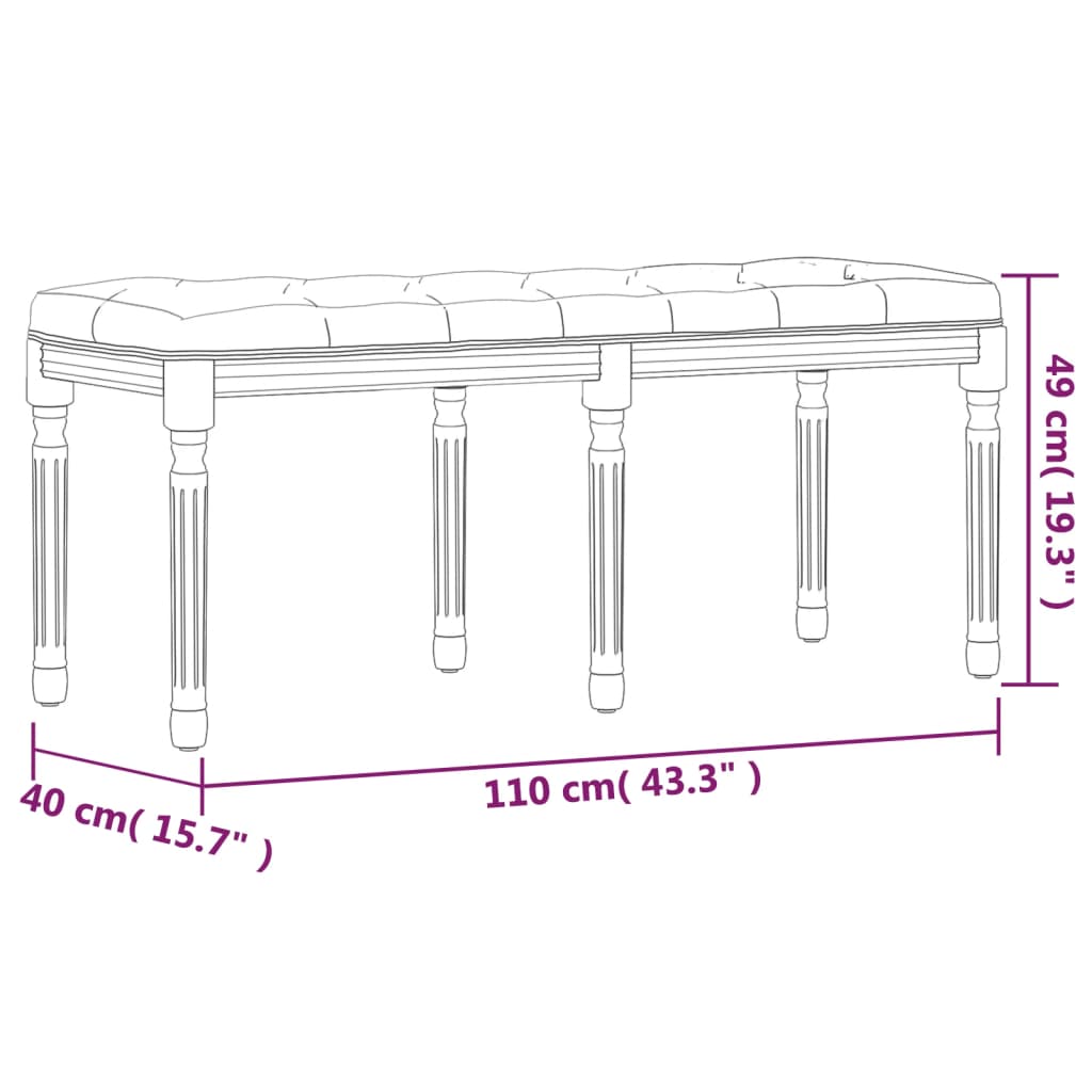 Bankje 110x40x49 cm fluweel donkergrijs – afbeelding 7