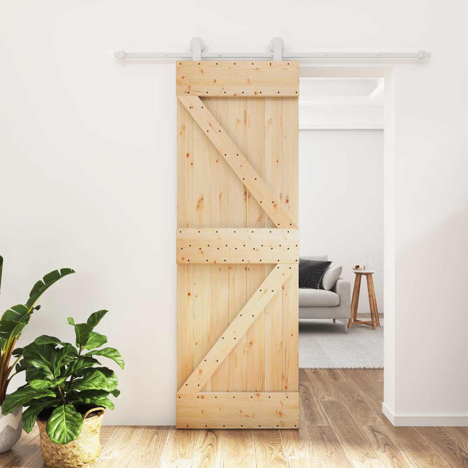Schuifdeur Natuurlijk en Wit 70 x 210 cm Massief Grenenhout
