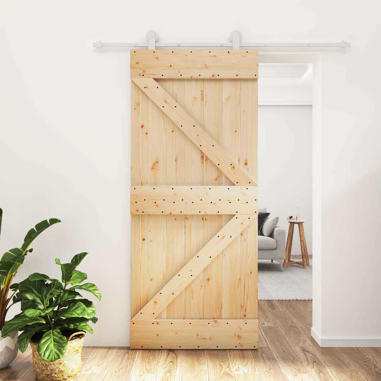 Schuifdeur Natuurlijk en Wit 90 x 210 cm Massief grenenhout