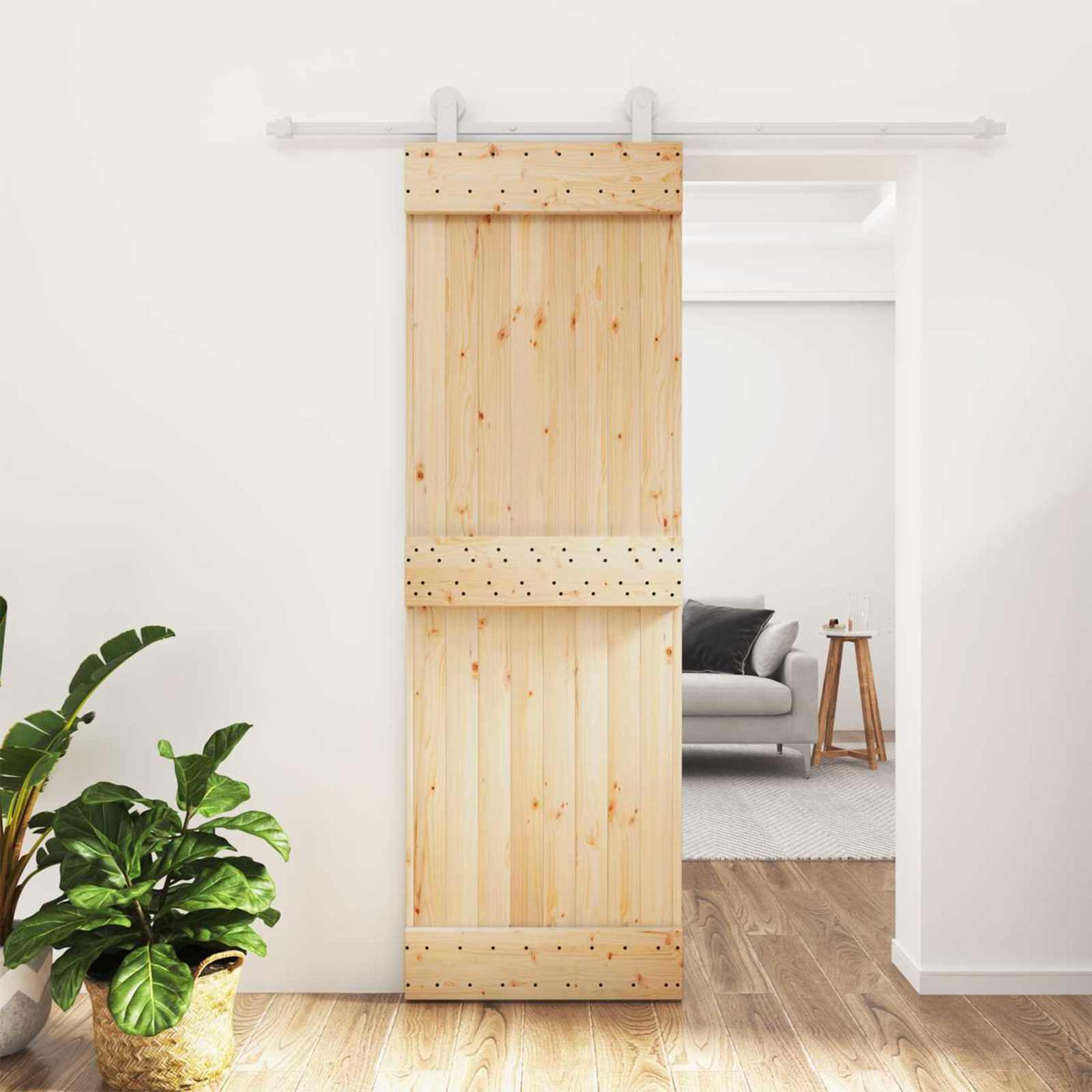 Schuifdeur Natuurlijk en Wit 70 x 210 cm Massief Grenenhout