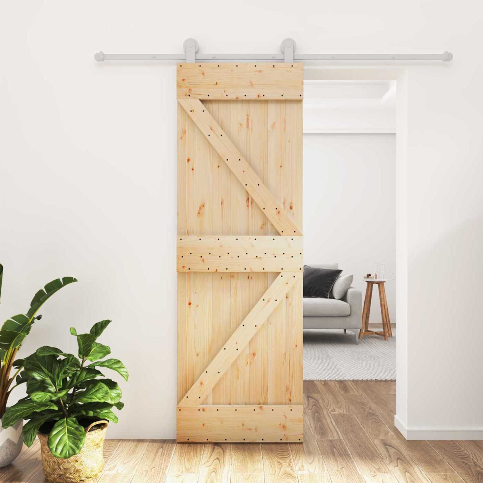 Schuifdeur Natuurlijk en Wit 70 x 210 cm Massief Grenenhout