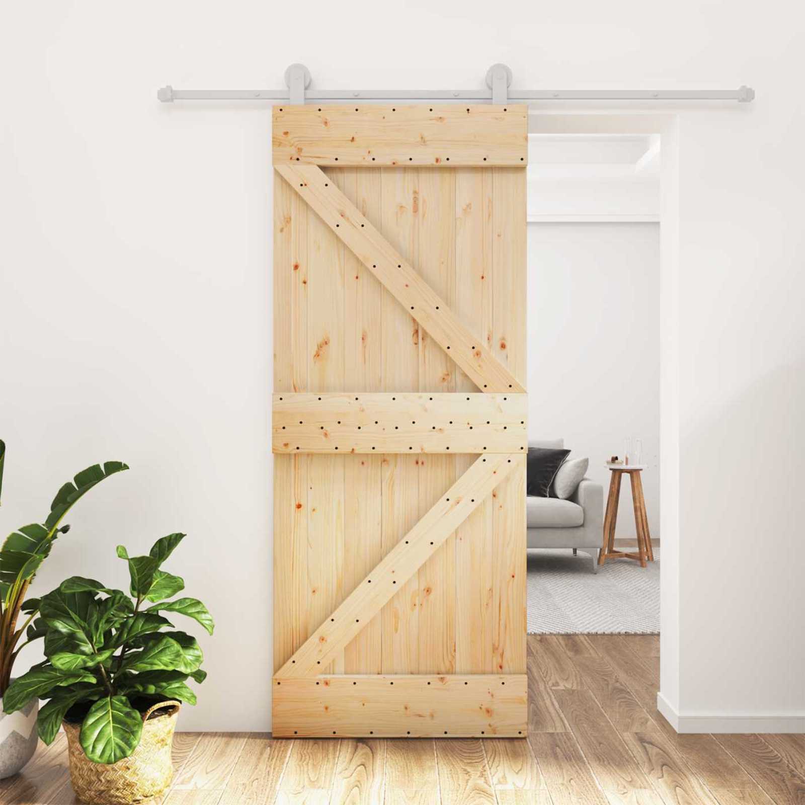 Schuifdeur Natuurlijk en Wit 80 x 210 cm Massief grenenhout