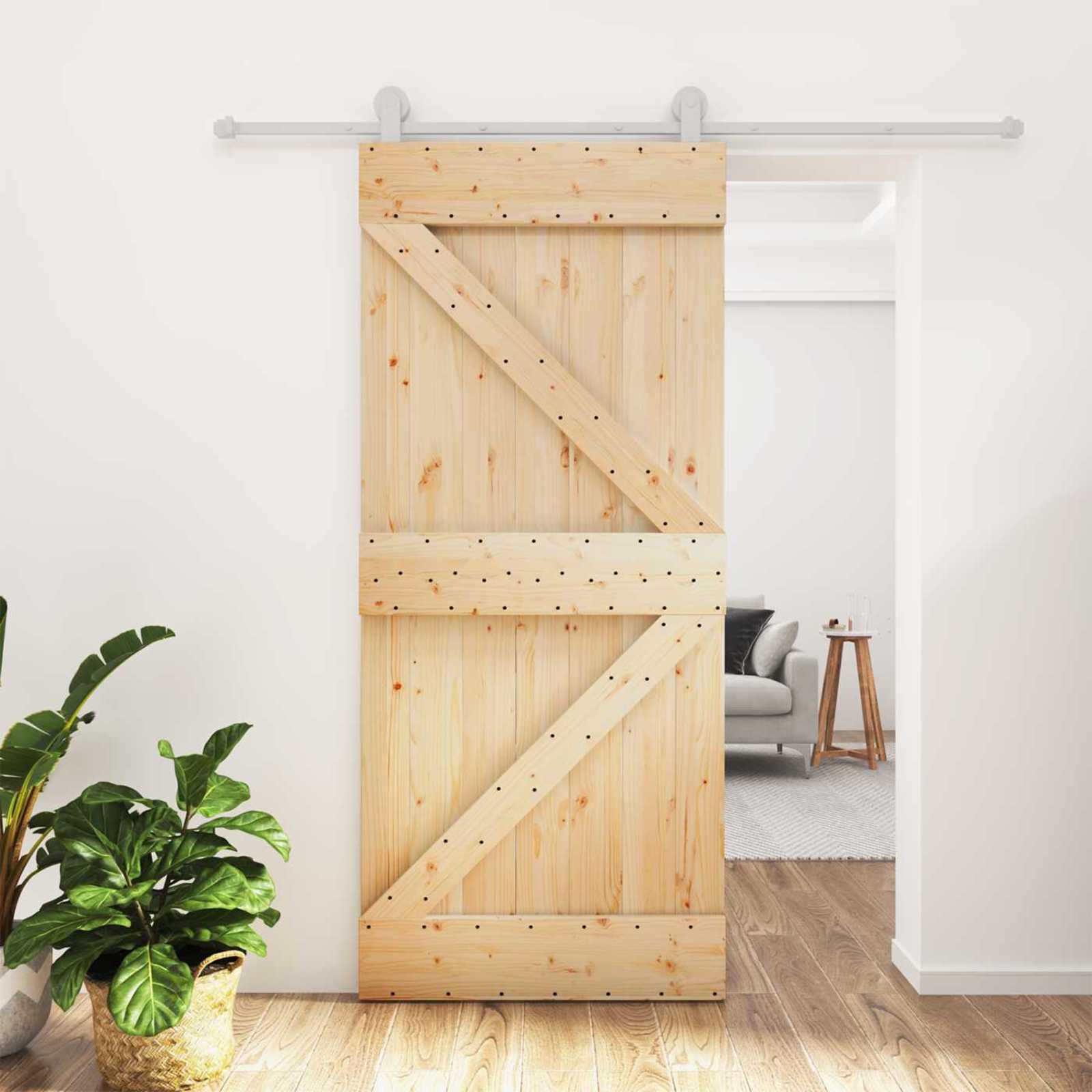 Schuifdeur Natuurlijk en Wit 90 x 210 cm Massief grenenhout