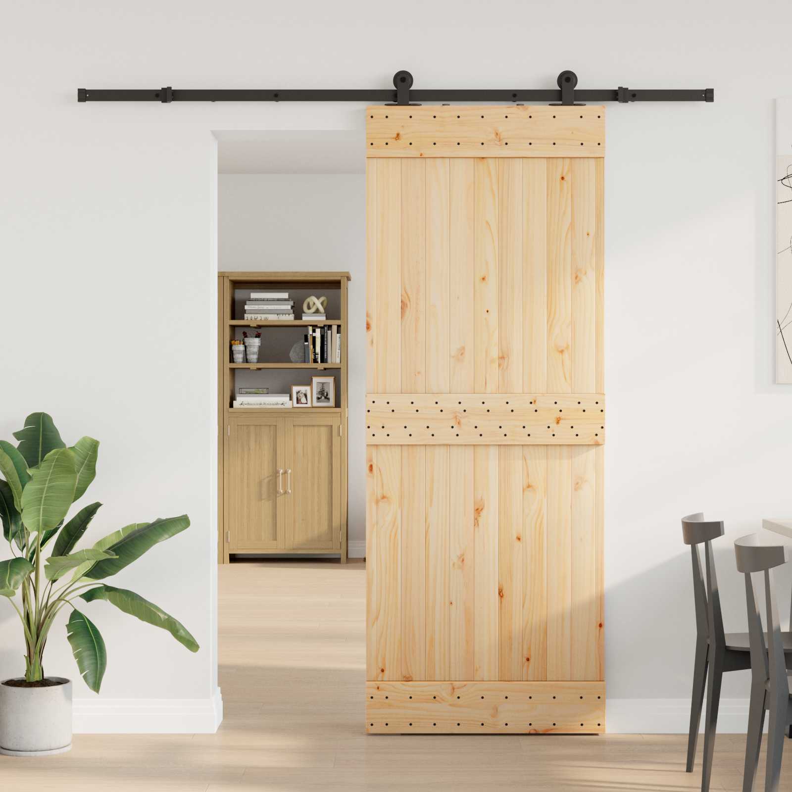 Schuifdeur NARVIK 80 x 210 cm (213,5 cm) Naturel en Zwart – afbeelding 1
