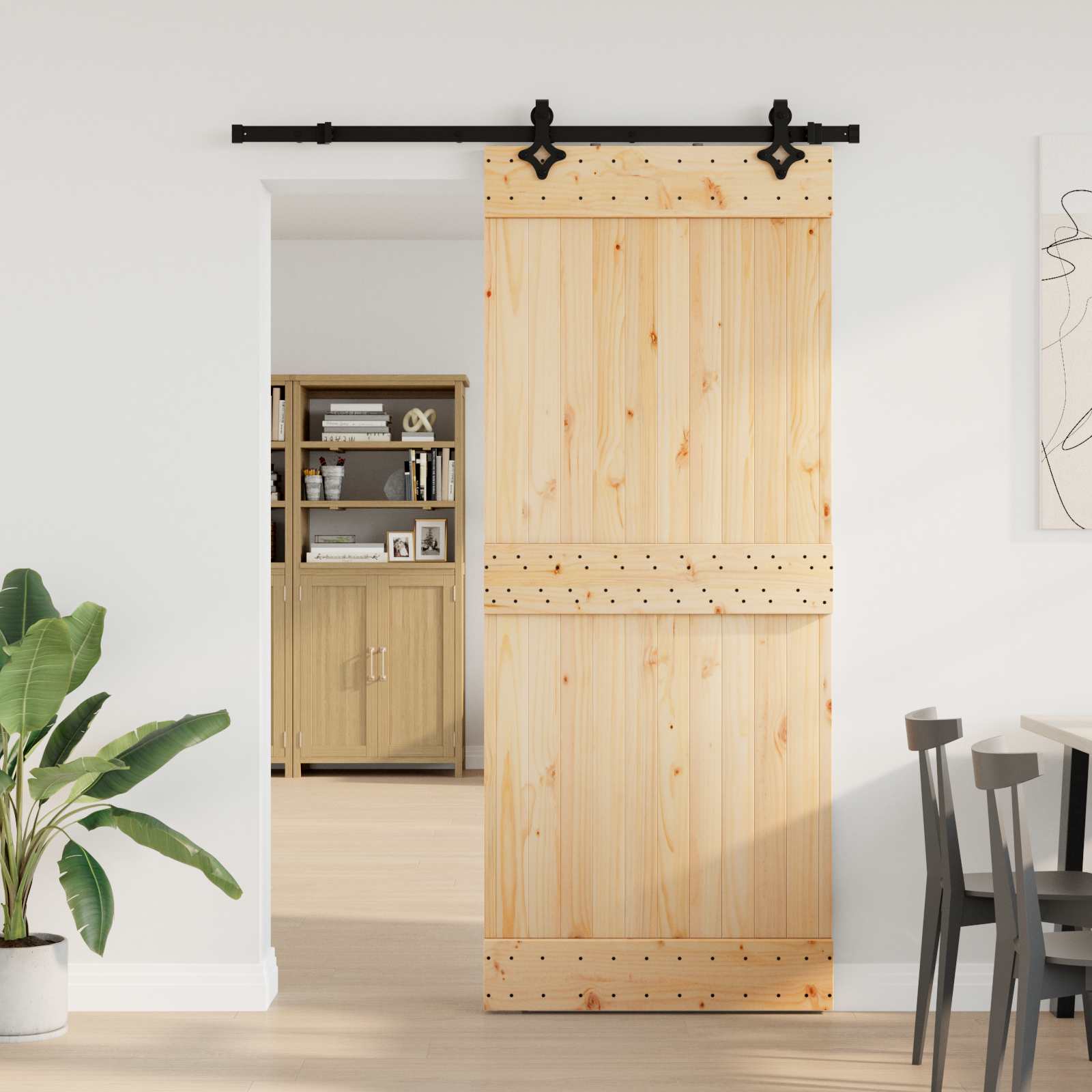 Schuifdeur NARVIK Naturel en Zwart 85 x 210 cm (152,5 cm)