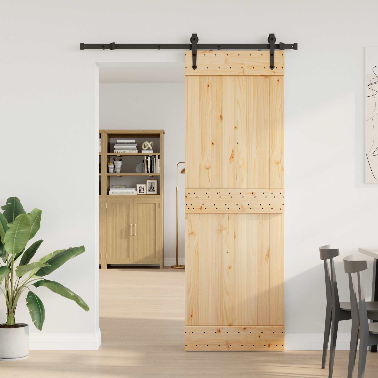 Schuifdeur NARVIK Naturel en Zwart 70 x 210 cm (152,5 cm)
