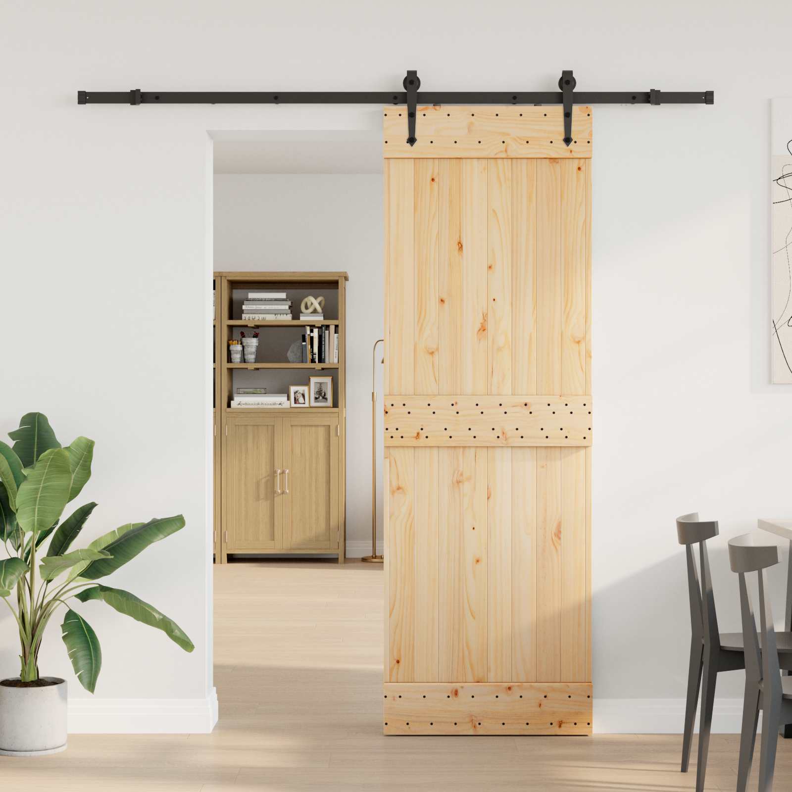 Schuifdeur NARVIK Naturel en Zwart 70 x 210 cm (213,5 cm)