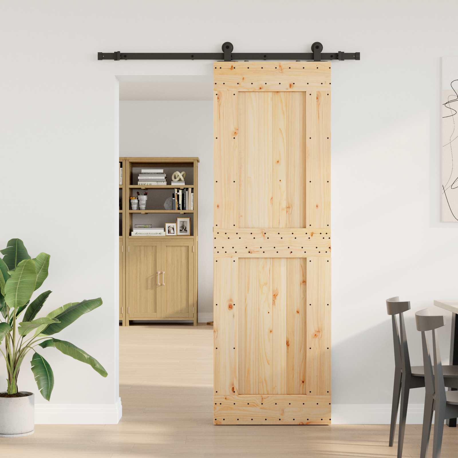 Schuifdeur NARVIK Naturel en Zwart 70 x 210 cm (152,5 cm)