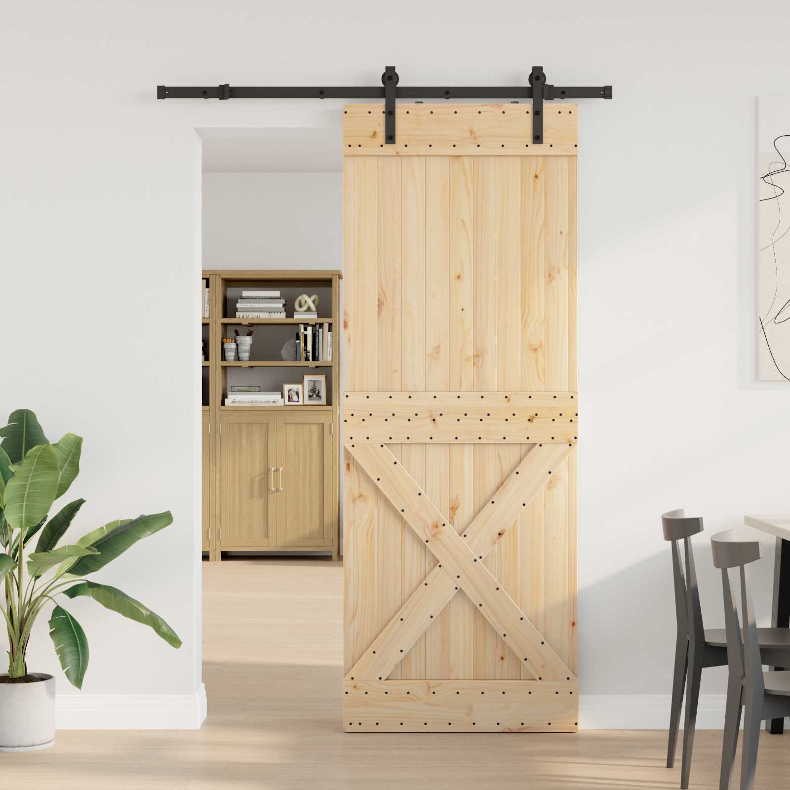 Schuifdeur NARVIK Naturel en Zwart 85 x 210 cm (152,5 cm)