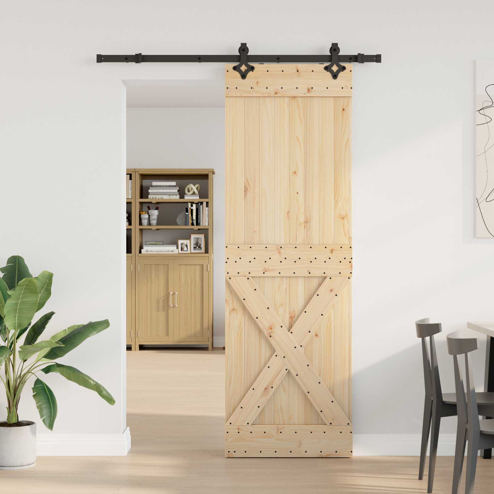 Schuifdeur NARVIK Naturel en Zwart 70 x 210 cm (152,5 cm)