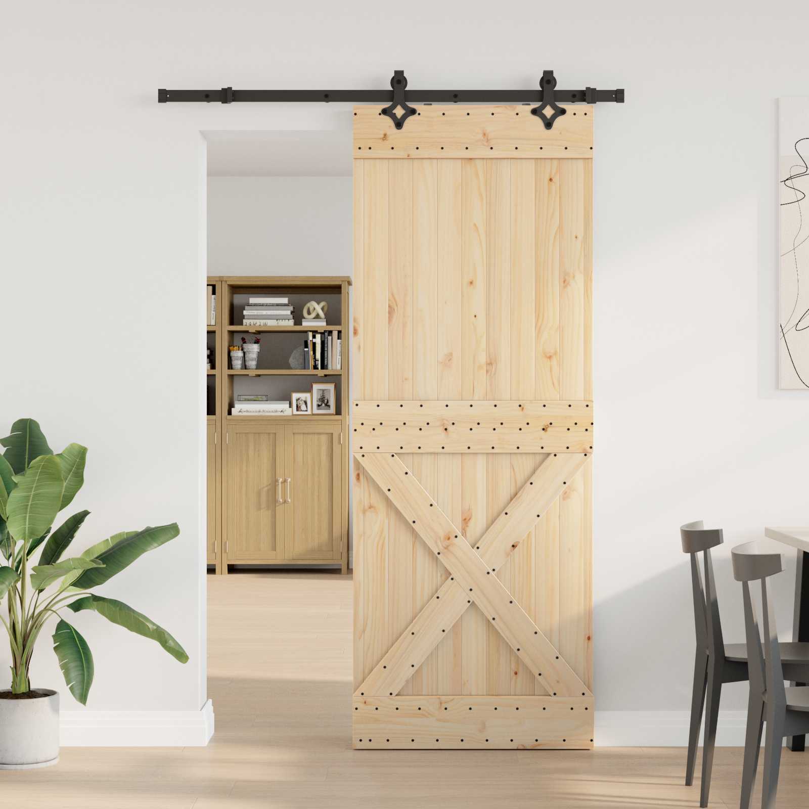Schuifdeur NARVIK Naturel en Zwart 85 x 210 cm (152,5 cm)