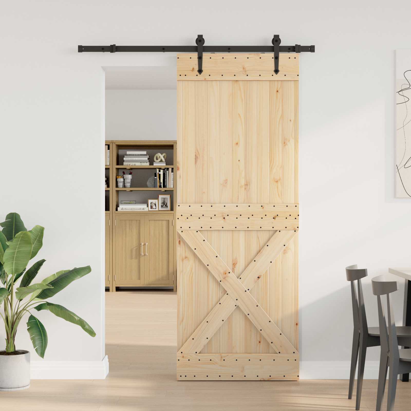 Schuifdeur NARVIK Naturel en Zwart 85 x 210 cm (152,5 cm)
