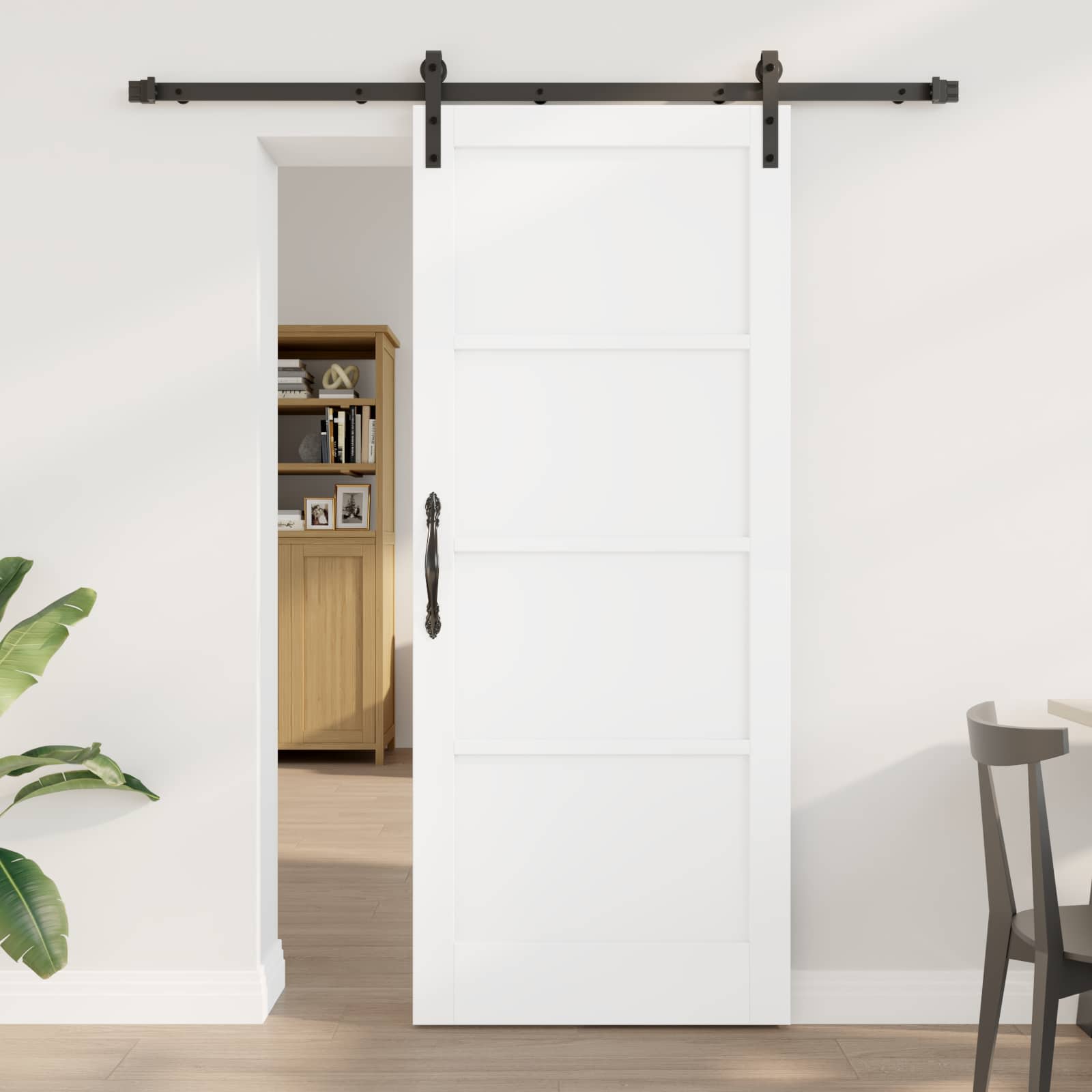 Schuifdeur Wit en zwart 83 x 202 cm Massief grenenhout