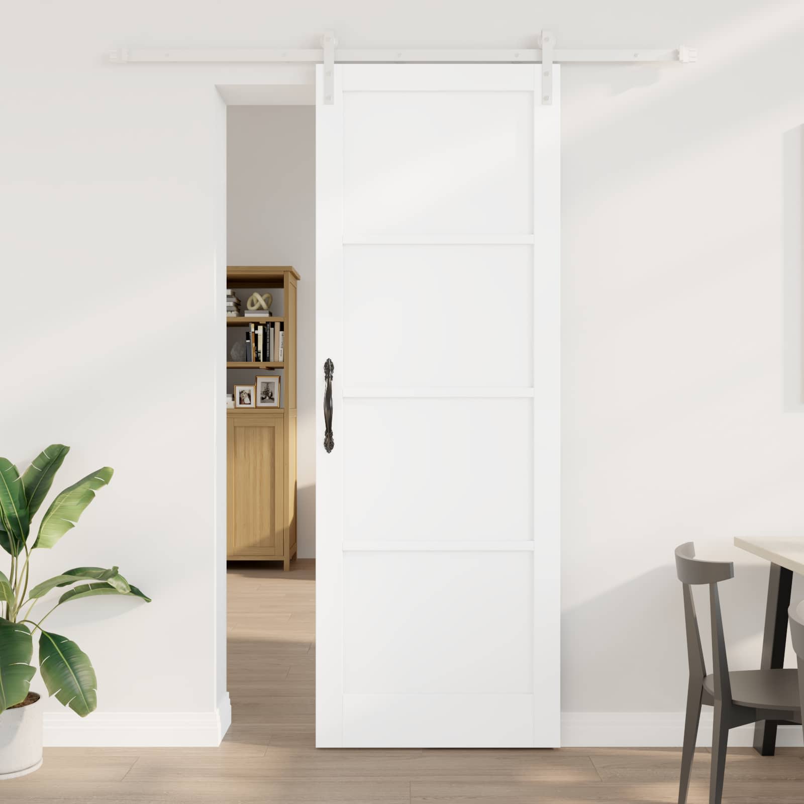 Schuifdeur Wit 83 x 232 cm Massief grenenhout