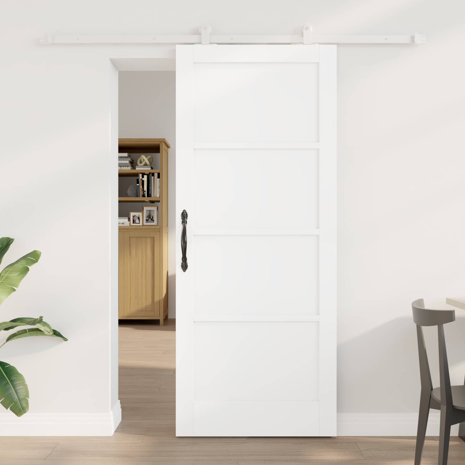 Schuifdeur Wit 83 x 202 cm Massief grenenhout