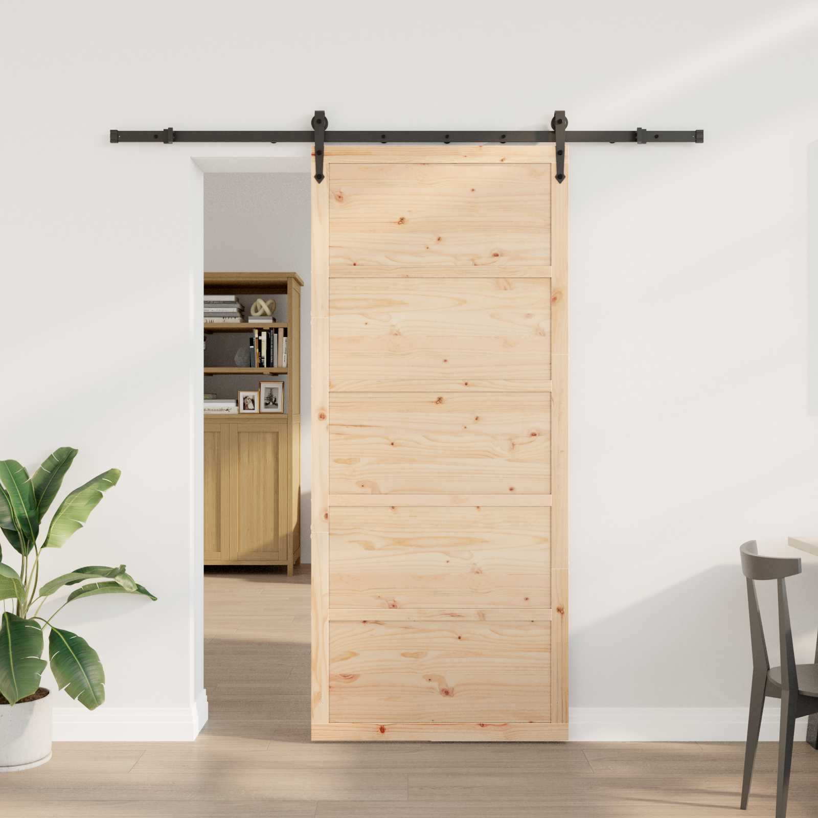 Schuifdeur Naturel 80 x 208 cm Massief grenenhout – afbeelding 1