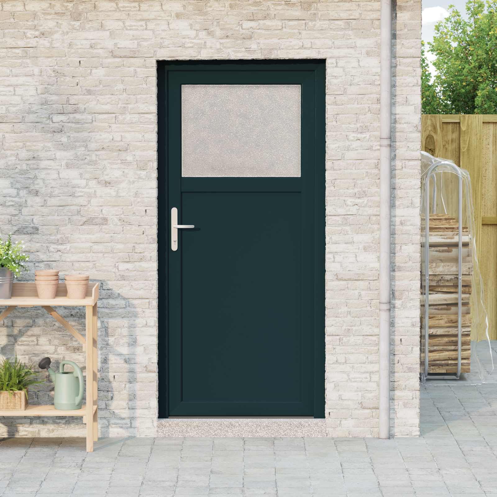 Zij-ingangsdeur Antracietkleurig 88 x 198 cm PVC