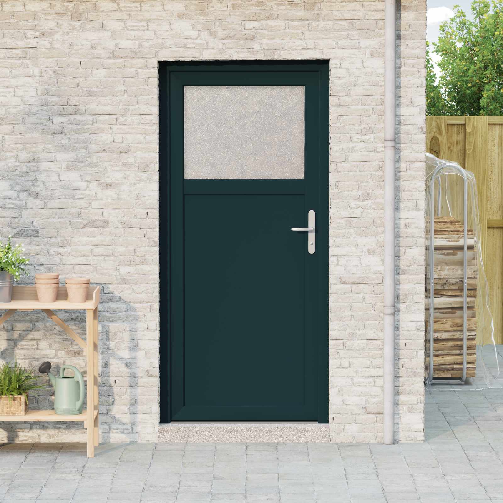 Zij-ingangsdeur Antracietkleurig 98 x 198 cm PVC