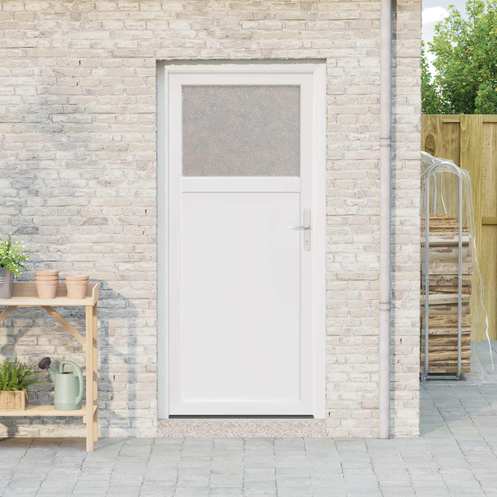 Zij-ingangsdeur Wit 88 x 198 cm PVC