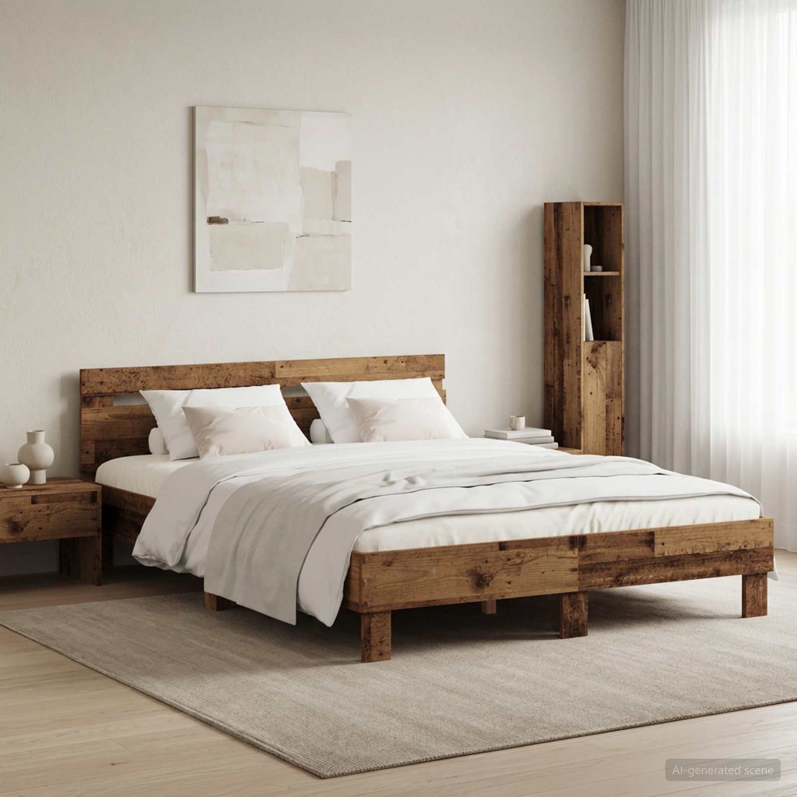 Bedframe Oud hout 140 x 190 cm Bewerkt hout – afbeelding 1