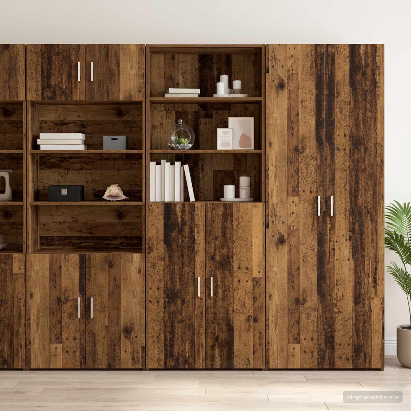 Hoge kast Oud hout 70 x 42,5 x 185 cm Bewerkt hout