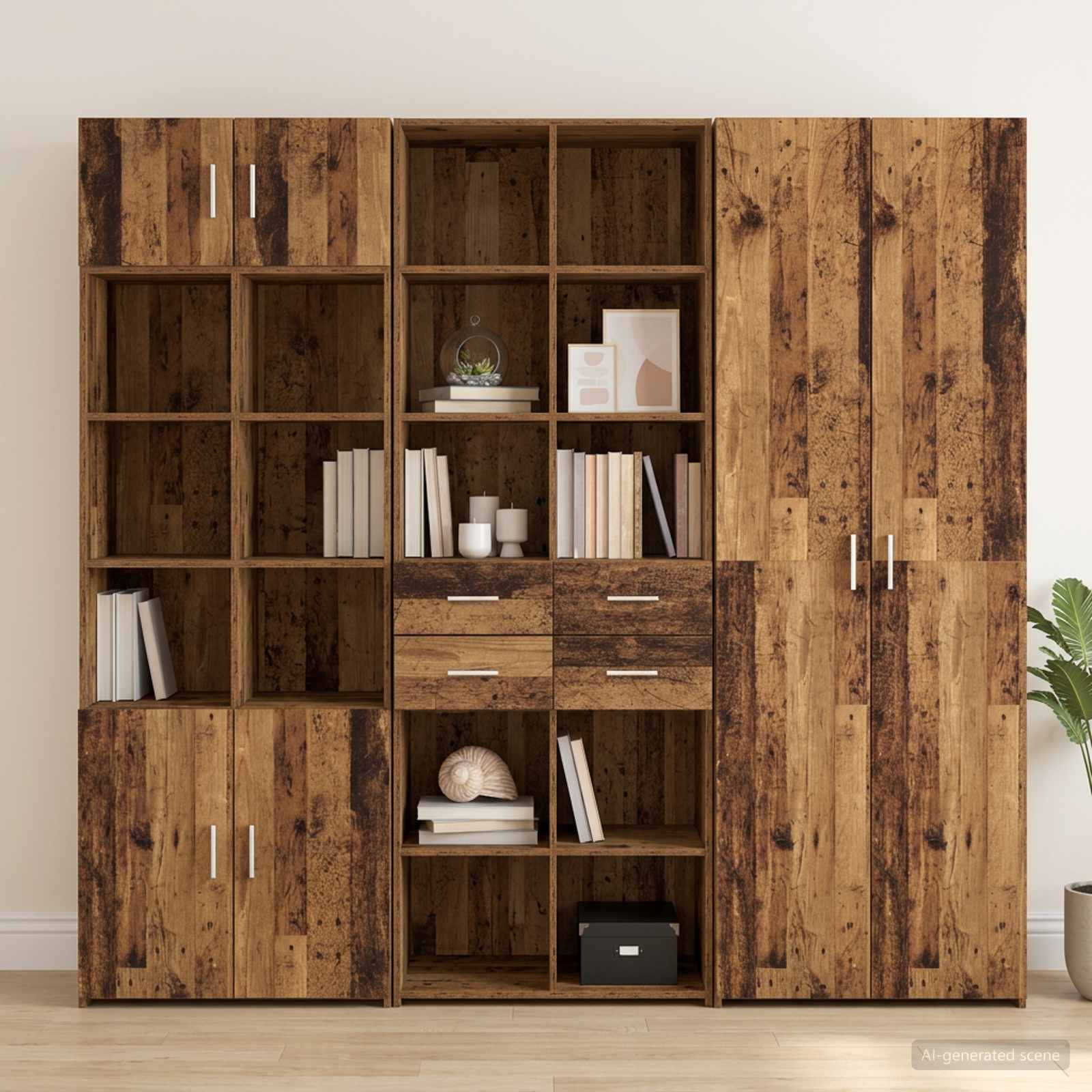 Boekenkast Oud hout 30 x 42.4 x 185.2 cm