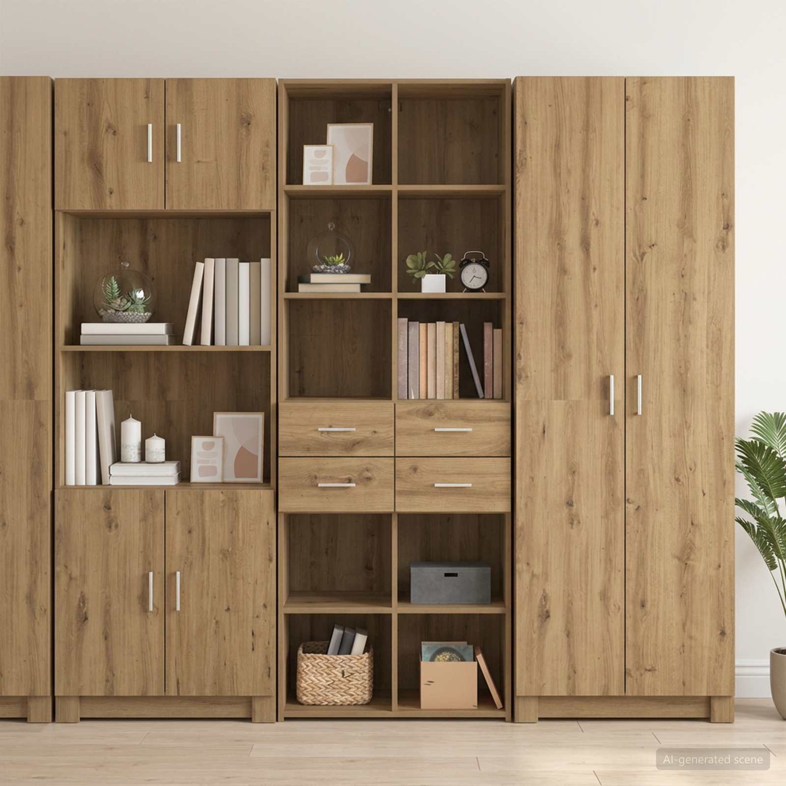 Boekenkast Artisanaal eiken 30 x 42.4 x 185.2 cm