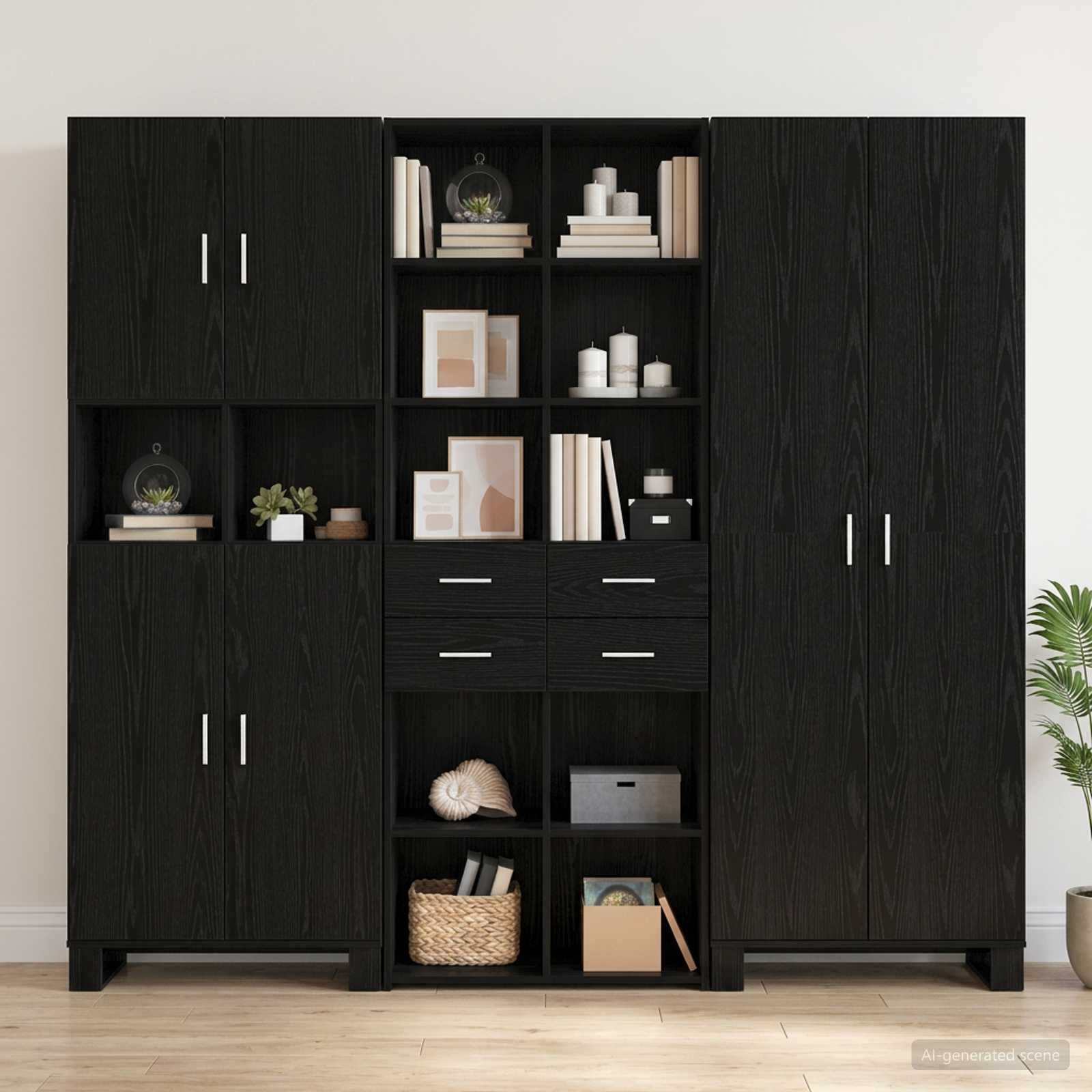 Boekenkast Zwart eiken 30 x 42.4 x 185.2 cm