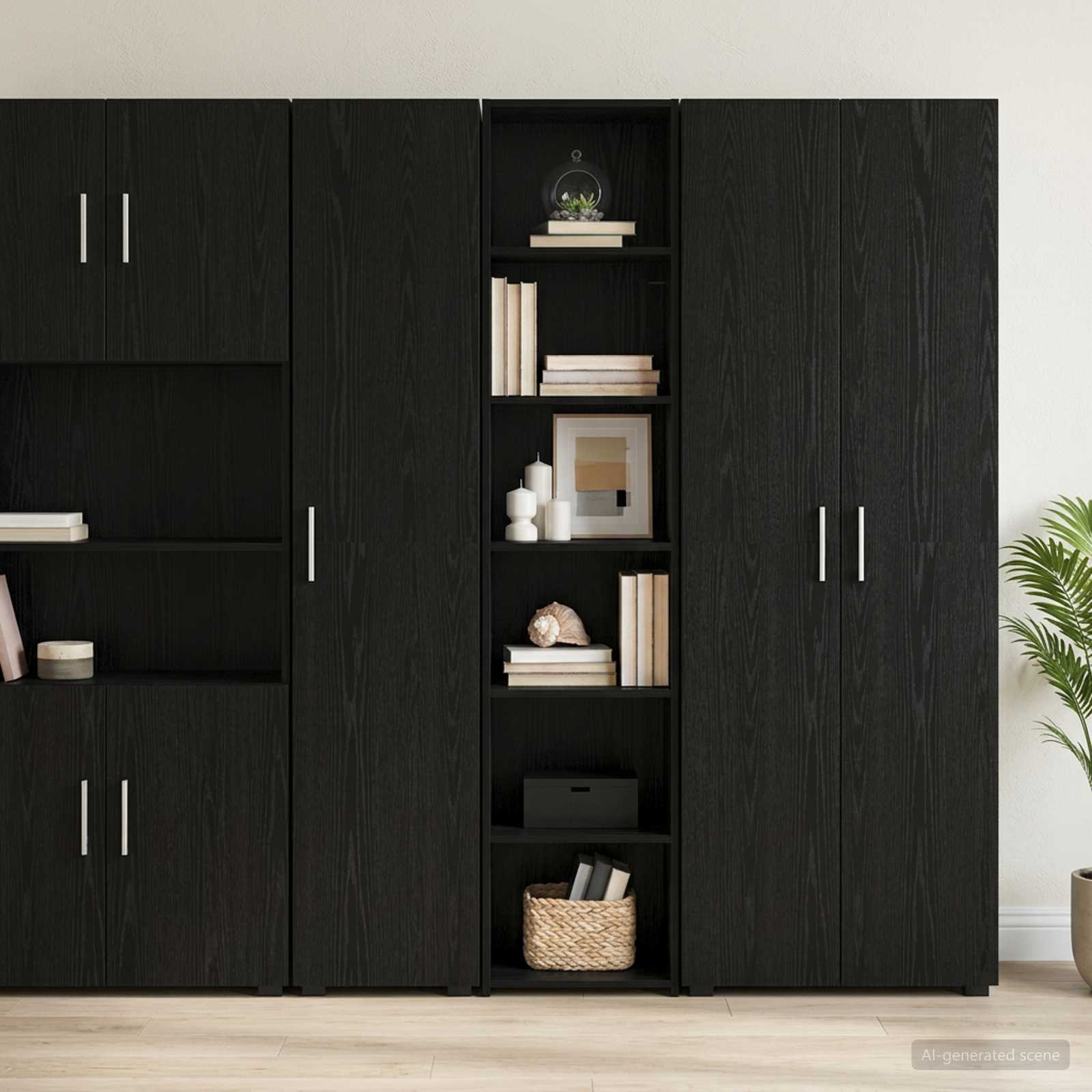 Dressoir Zwart eiken 40 x 41 x 185 cm Bewerkt hout