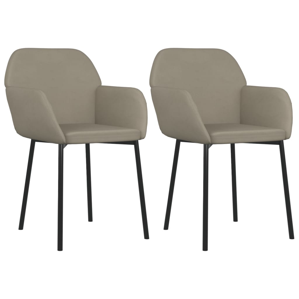 Eetkamerstoelen 2 st fluweel lichtgrijs – afbeelding 2