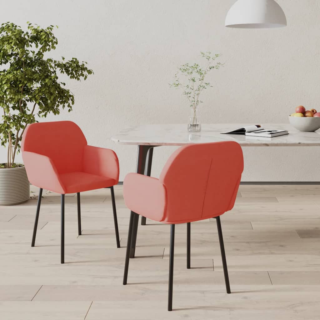 Eetkamerstoelen 2 st fluweel roze – afbeelding 1