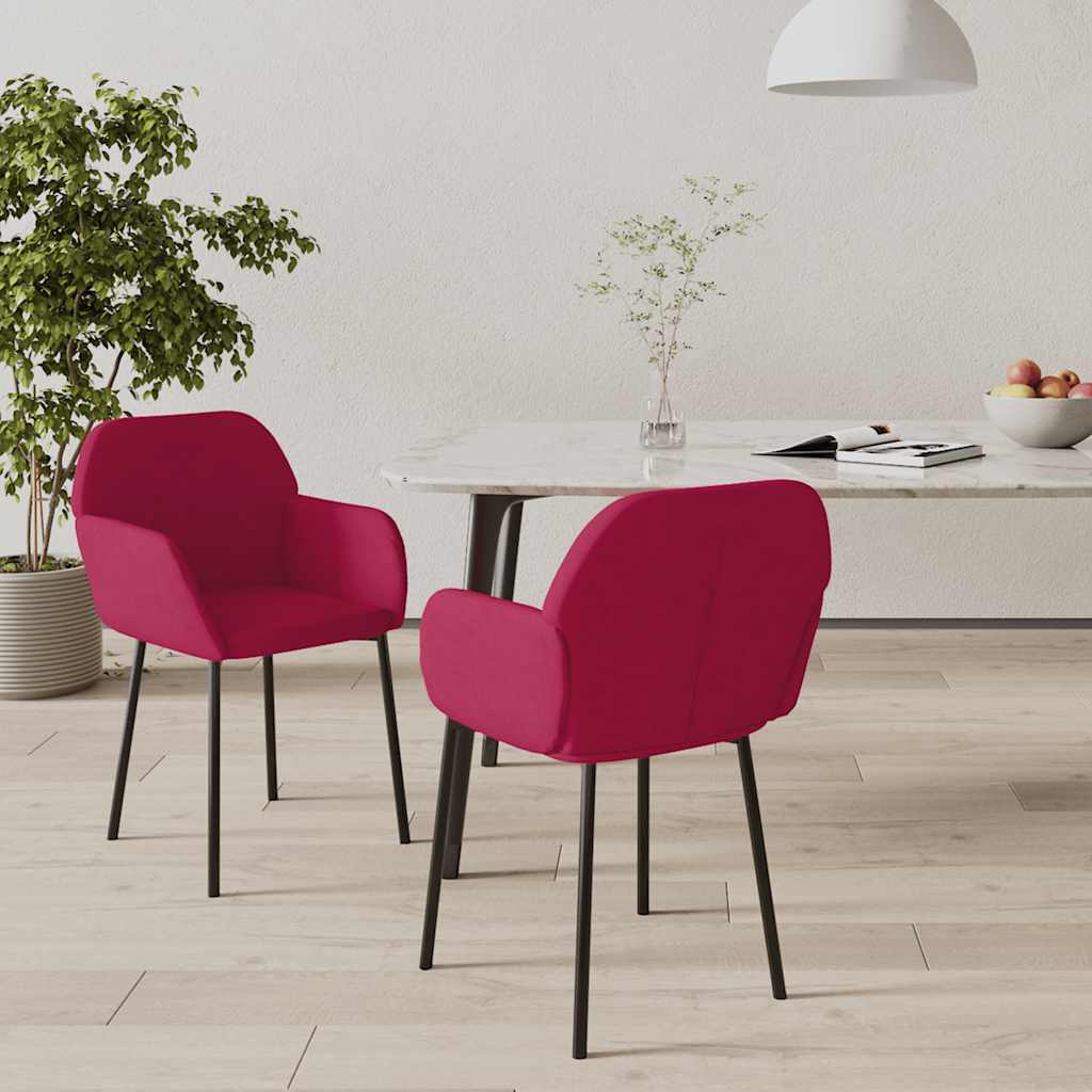 Eetkamerstoelen 2 st fluweel wijnrood