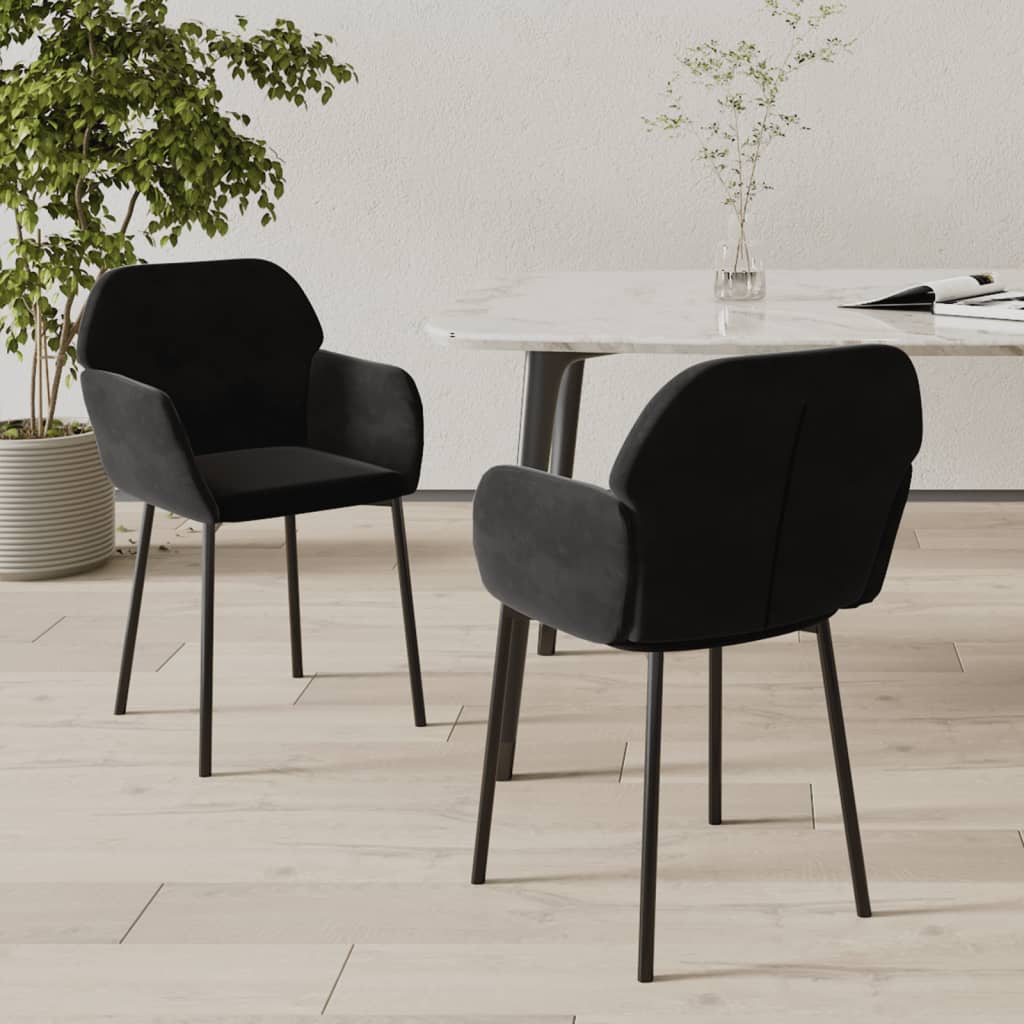Eetkamerstoelen 2 st fluweel zwart