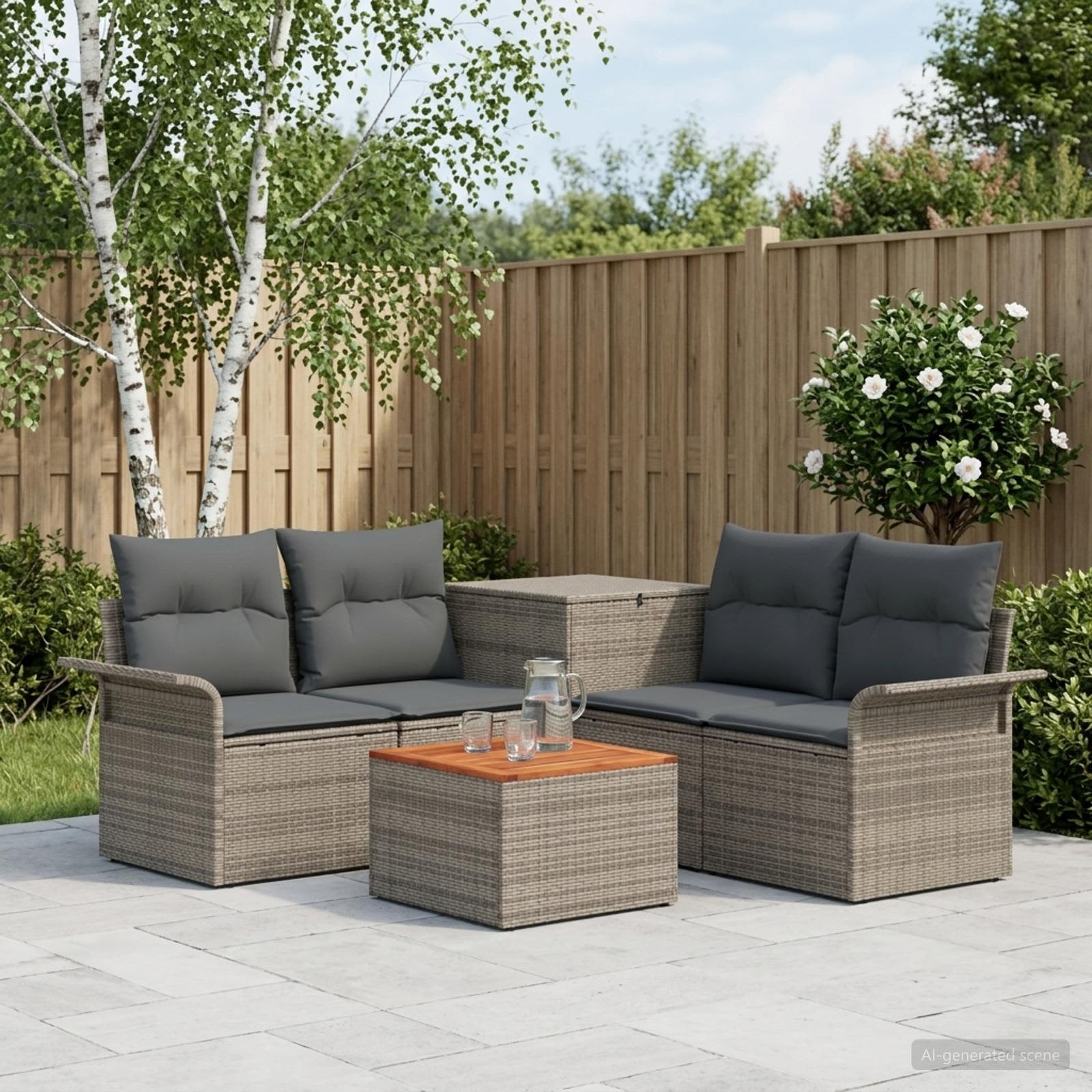 Bankstel 6 pcs 4-Aantal zitplaatsen Grijs en Donkergrijs