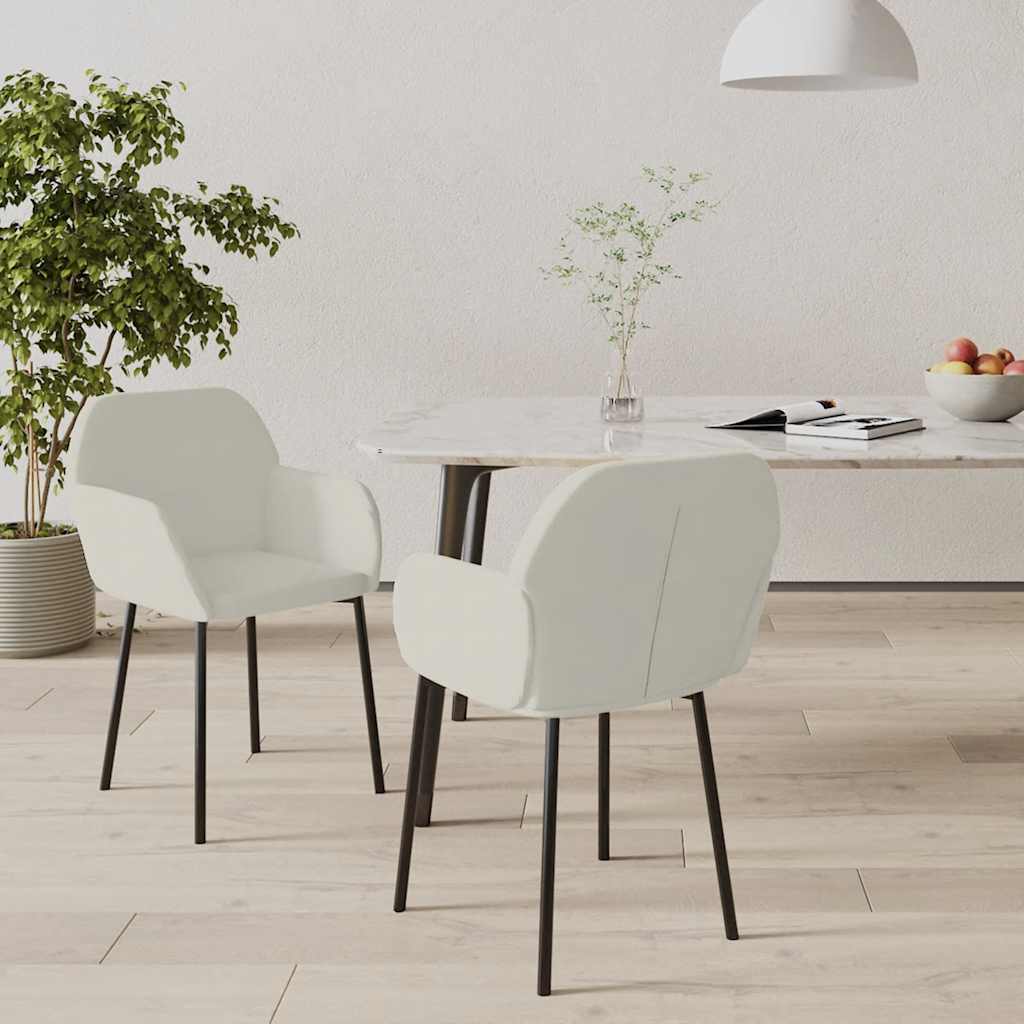 Eetkamerstoelen 2 st fluweel crèmekleurig
