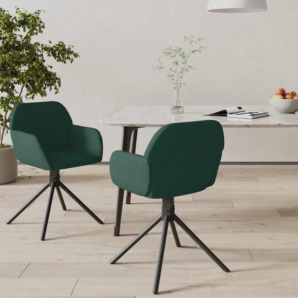 Eetkamerstoelen draaibaar 2 st fluweel donkergroen