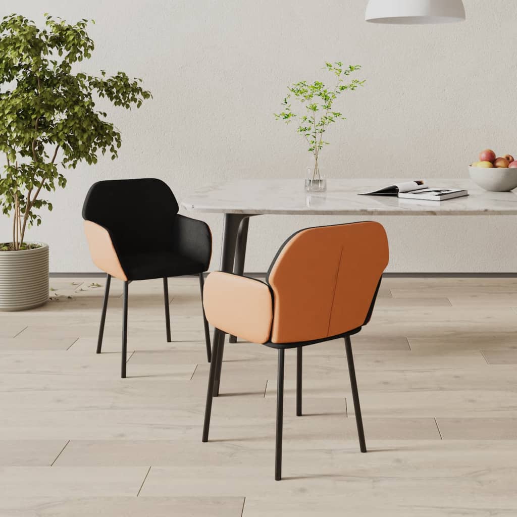 Eetkamerstoelen 2 st stof en kunstleer zwart