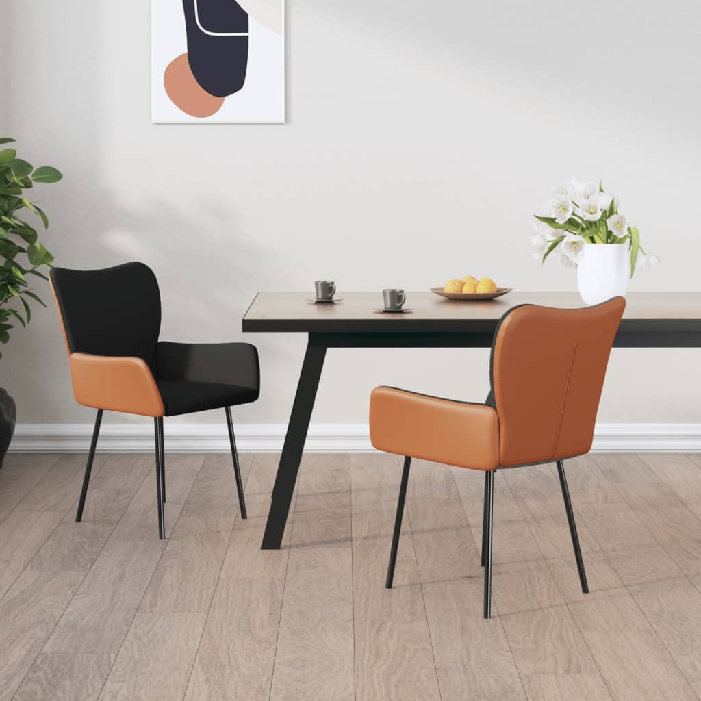 Eetkamerstoelen 2 st stof en kunstleer zwart