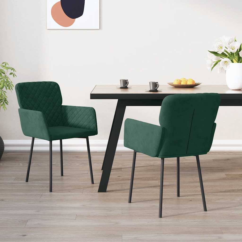 Eetkamerstoelen 2 st fluweel donkergroen