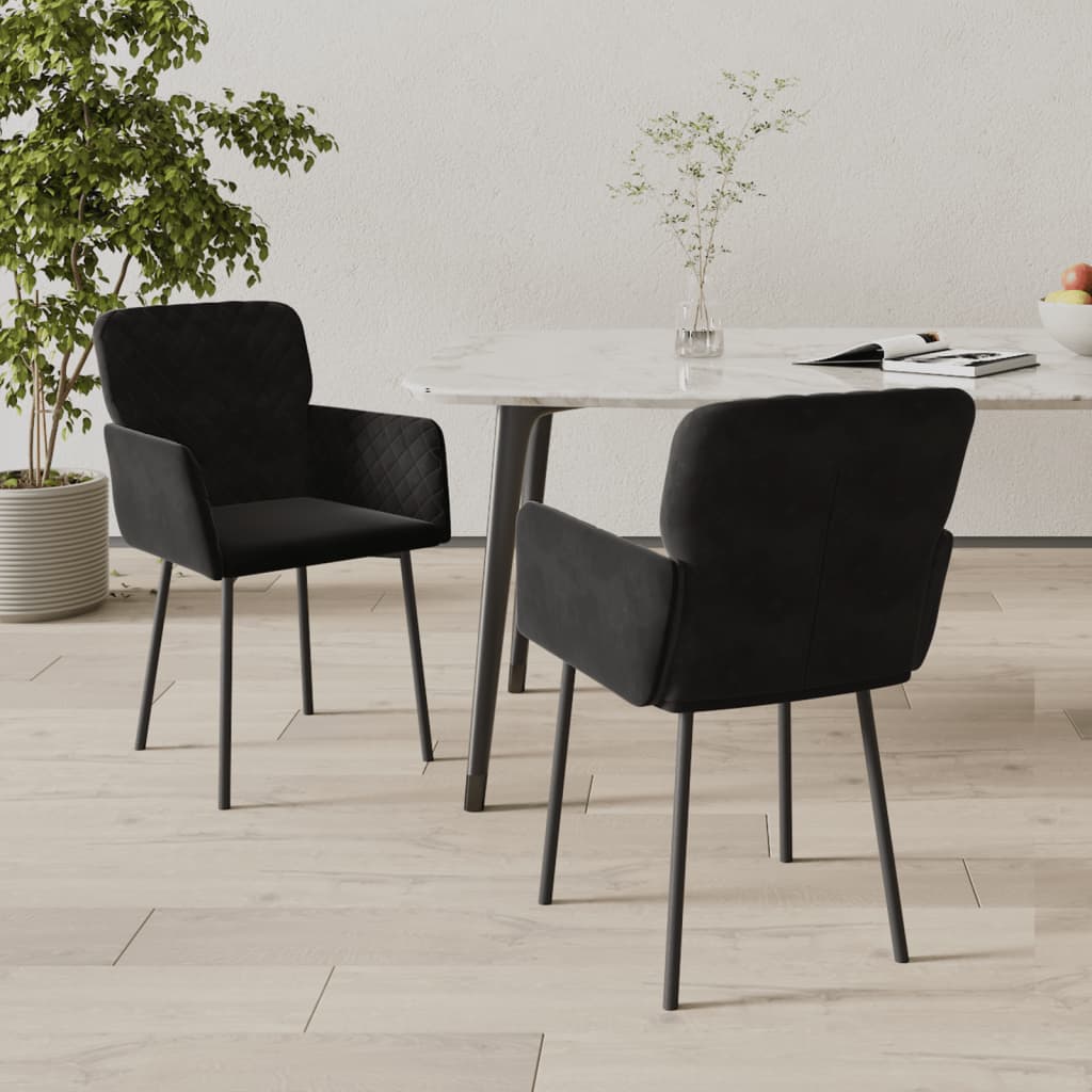 Eetkamerstoelen 2 st fluweel zwart