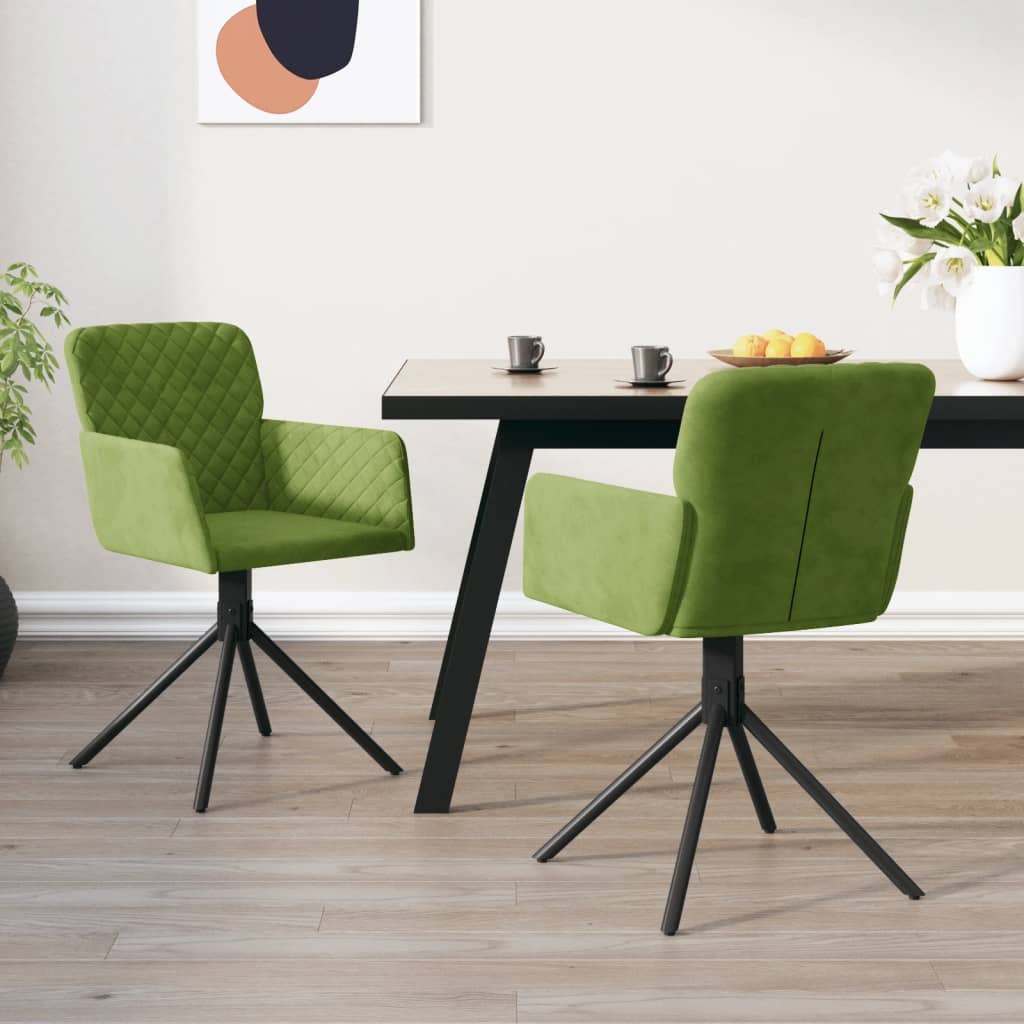 Eetkamerstoelen draaibaar 2 st fluweel lichtgroen – afbeelding 1