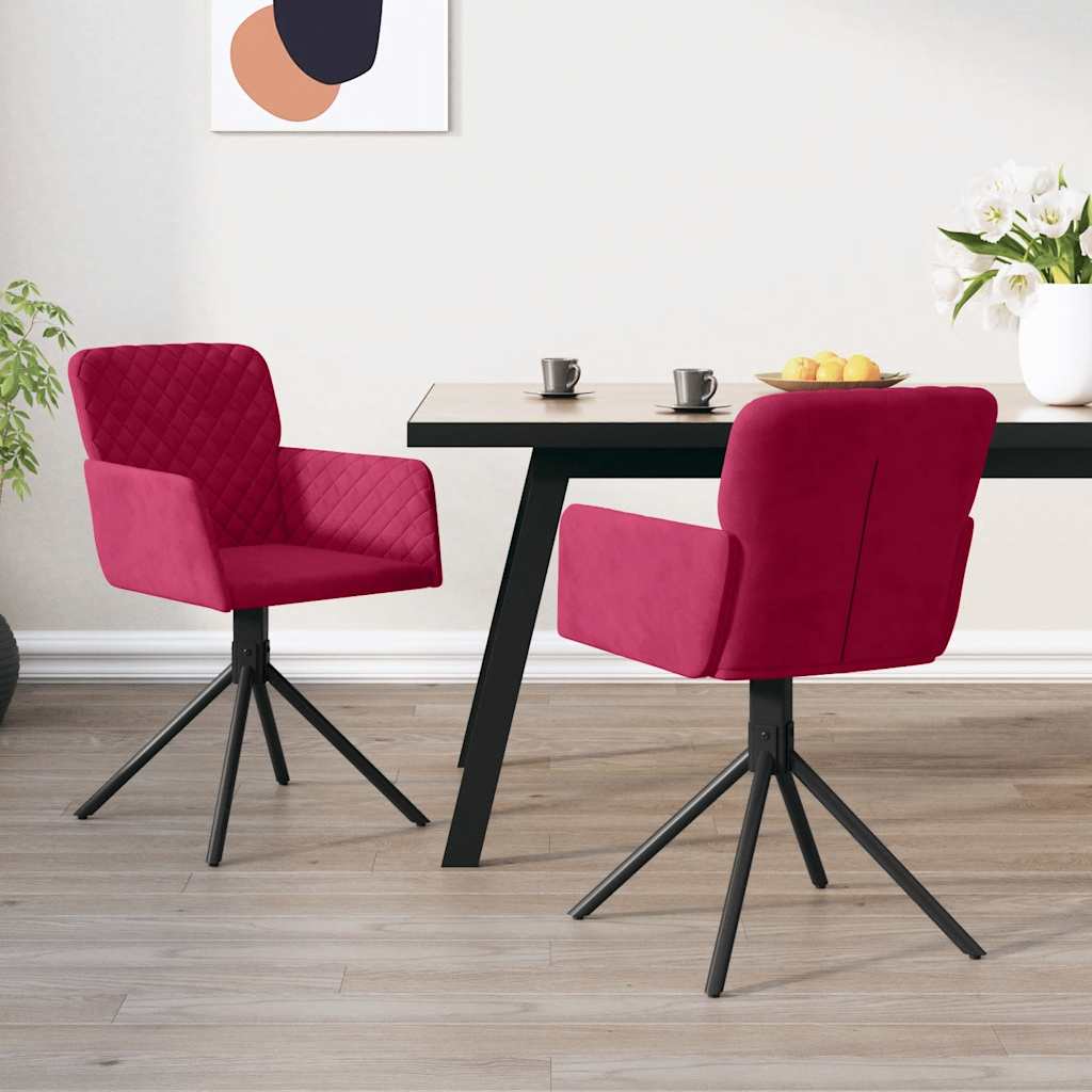 Eetkamerstoelen draaibaar 2 st fluweel wijnrood