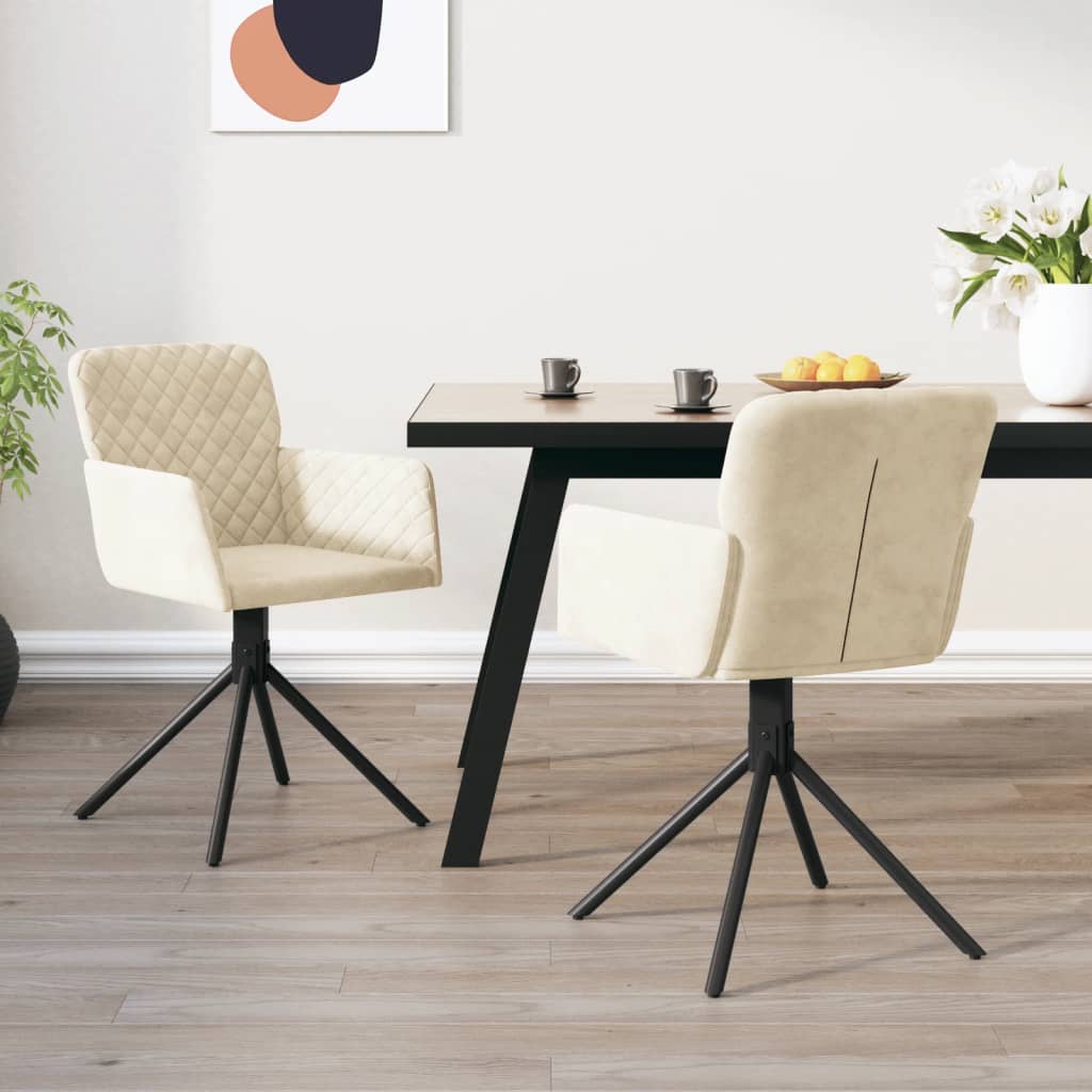 Eetkamerstoelen draaibaar 2 st fluweel crèmekleurig