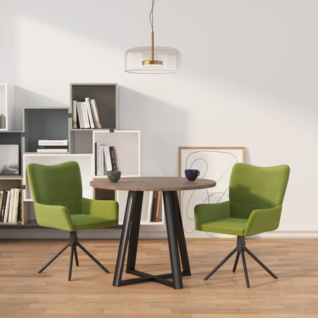 Eetkamerstoelen draaibaar 2 st fluweel lichtgroen