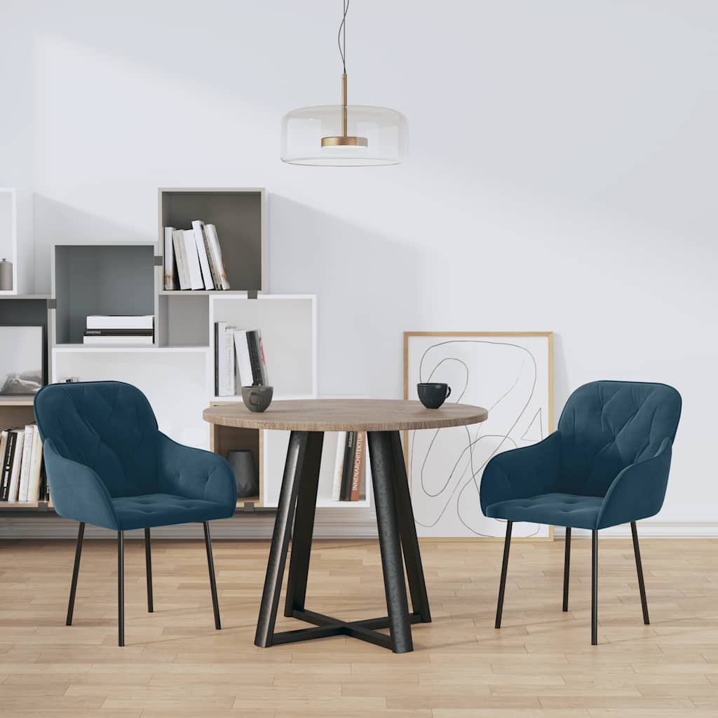 Eetkamerstoelen 2 st fluweel blauw