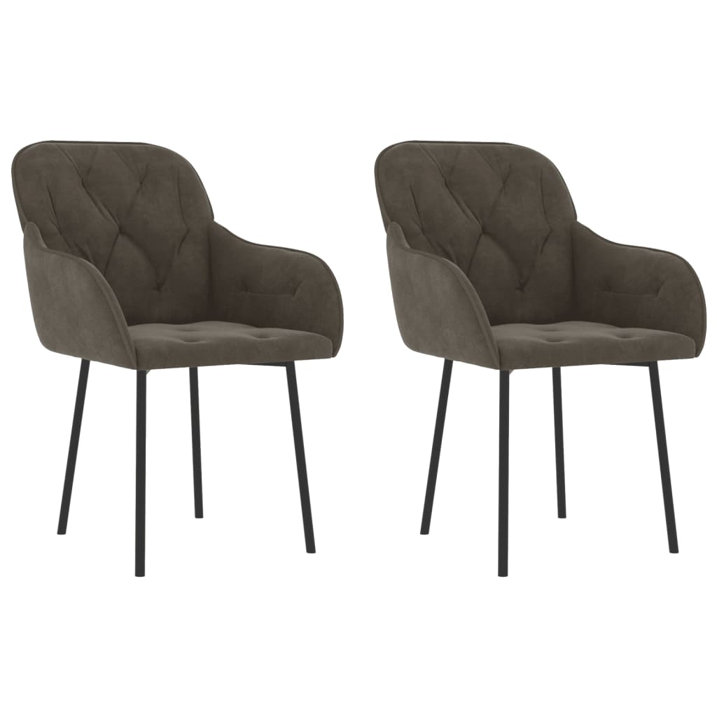 Eetkamerstoelen 2 st fluweel donkergrijs – afbeelding 2