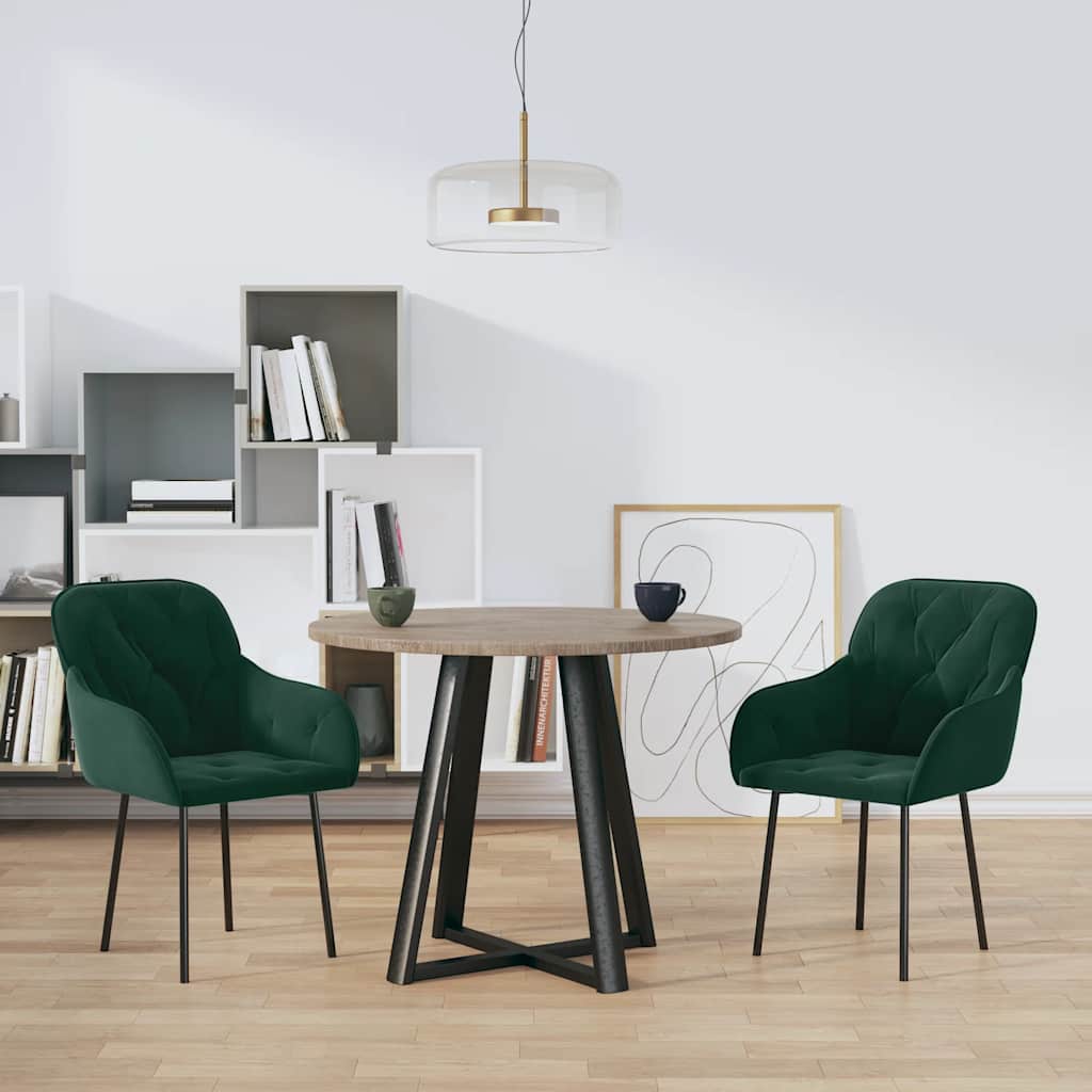 Eetkamerstoelen 2 st fluweel donkergroen