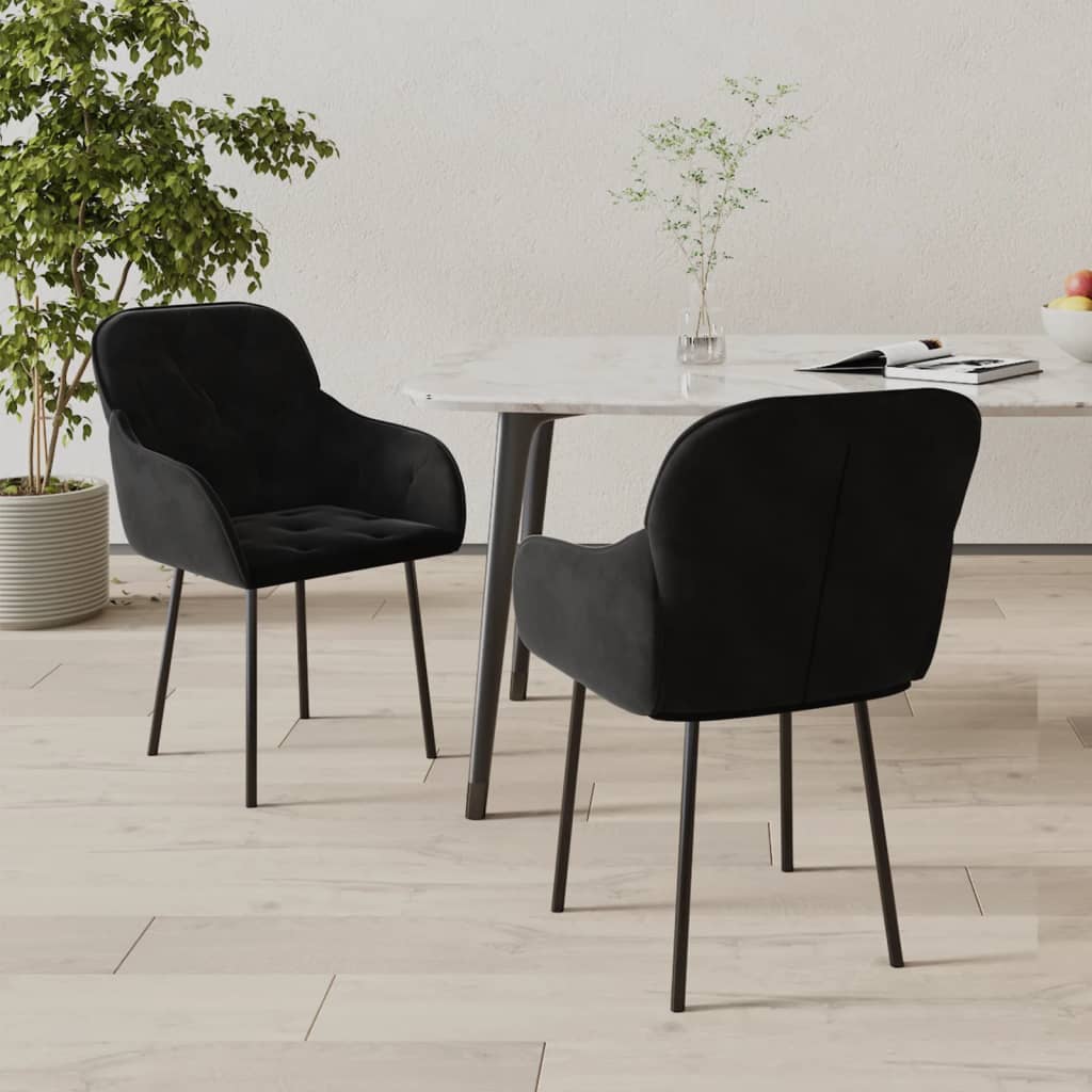 Eetkamerstoelen 2 st fluweel zwart