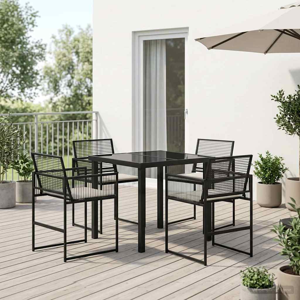 Tuin eettafelset 5 pcs Zwart poly rattan – afbeelding 1