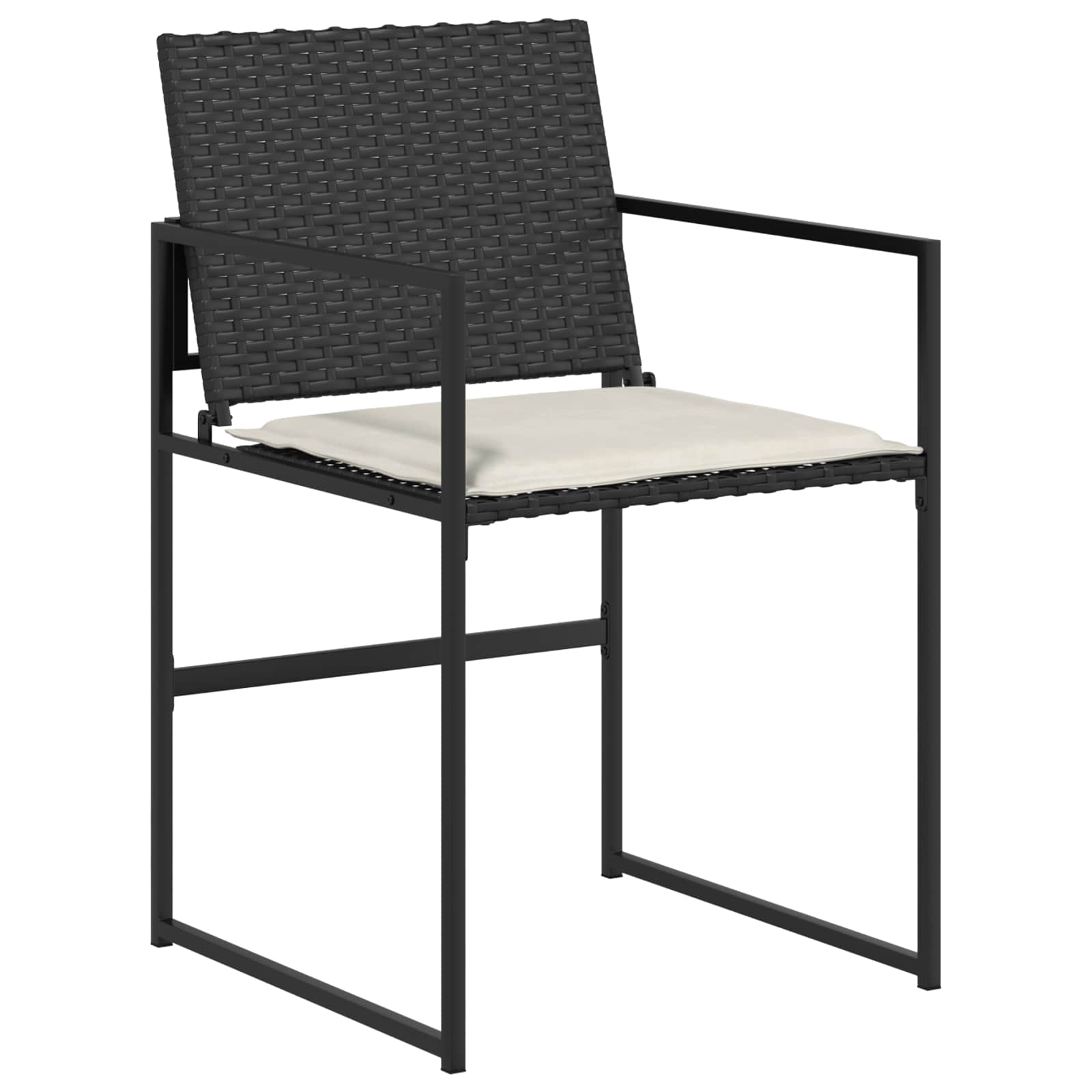 Tuin eettafelset met kussen 5 pcs Zwart en Crème poly rattan – afbeelding 4